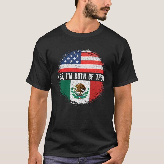 Halva amerikanska halva mexikanska USA flagga, Mex T Shirt (Framsida)