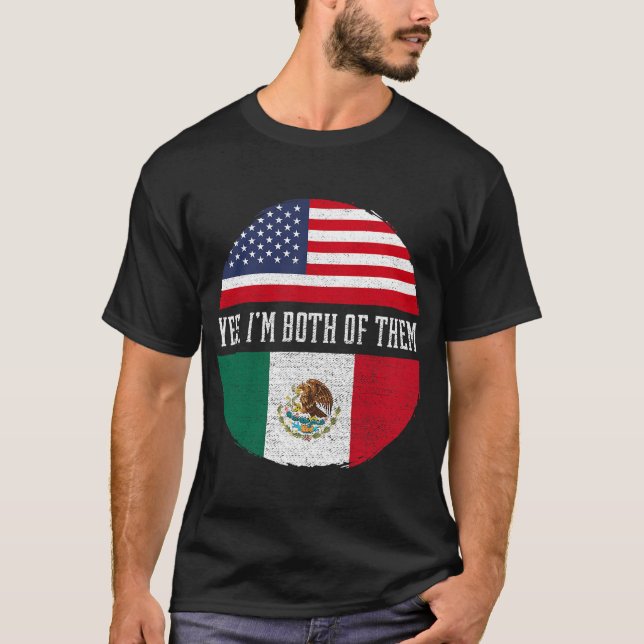 Halva amerikanska halva mexikanska USA flagga Mexi T Shirt (Framsida)
