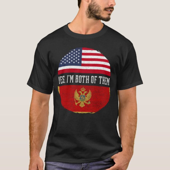 Halva amerikanska halva Montenegro i Montenegro US T Shirt (Framsida)