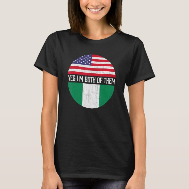 Halva amerikanska halva nigerianska USA flagga-fam T Shirt (Framsida)