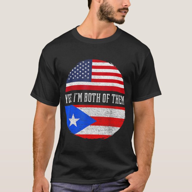 Halva amerikanska halva Puerto Rican USA flagga Pu T Shirt (Framsida)