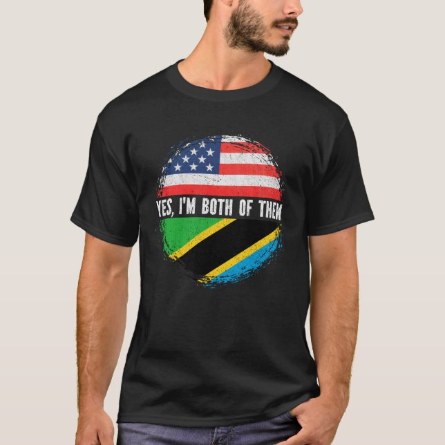Halva amerikanska halva Tanzania USA flagga Tanzan T Shirt (Framsida)