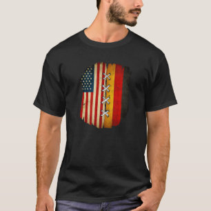 Halva amerikanska halva tyska USA flagga Tysklanda T Shirt