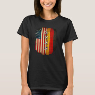 Halva amerikanska halva tyska USA flagga Tysklanda T Shirt