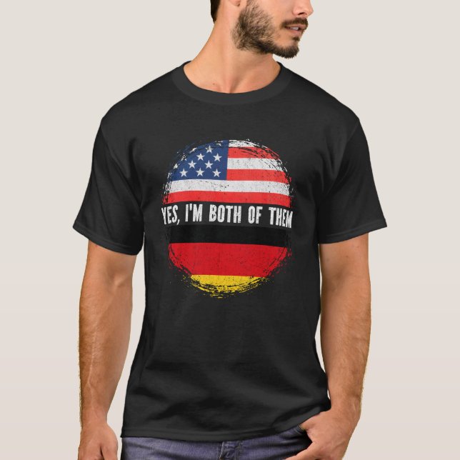 Halva amerikanska halva tyska USA flagga Tysklanda T Shirt (Framsida)