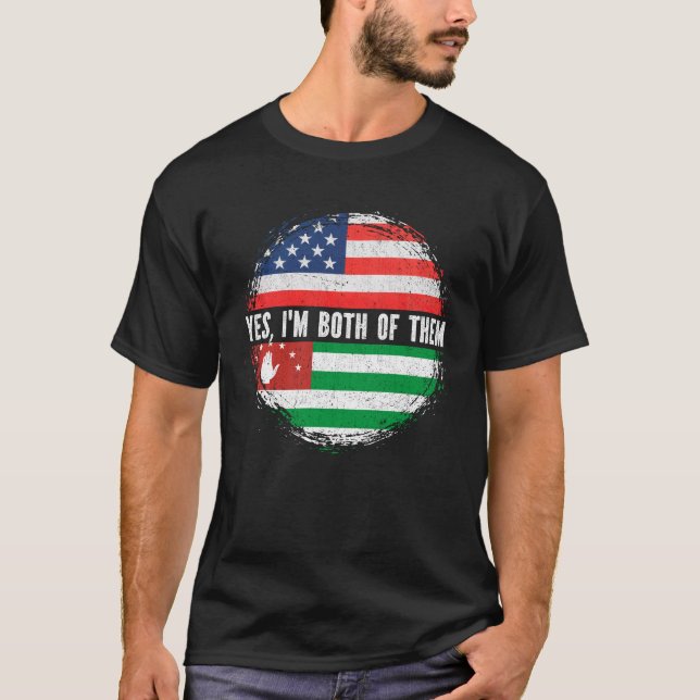 Halva amerikanska halvan av Abchazien USA flagga A T Shirt (Framsida)