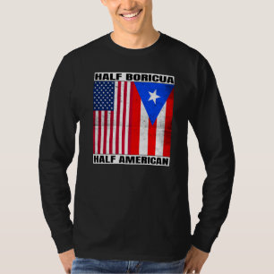 Halva amerikanska halvan av Boricua Puertorican US T Shirt