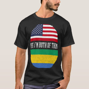Halva amerikanska halvan av Gabonese USA flagga Ga T Shirt