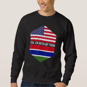 Halva amerikanska halvan av Gambian USA flagga Gam Lång Ärmad Tröja