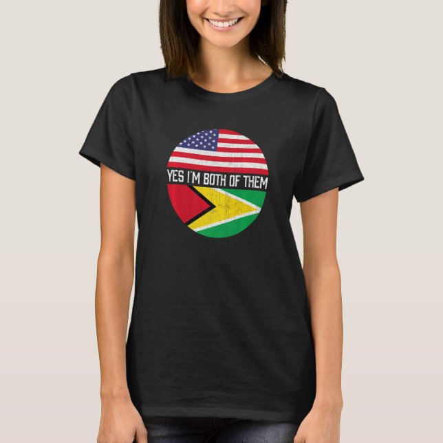 Halva amerikanska halvan av Guyanese USA flagga Fa T Shirt (Framsida)