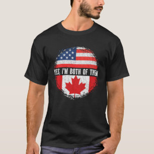 Halva amerikanska halvan av Kanada USA flagga Kana T Shirt
