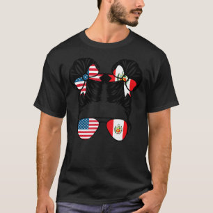 Halva amerikanska halvan av Peruvian Girl USA Peru T Shirt