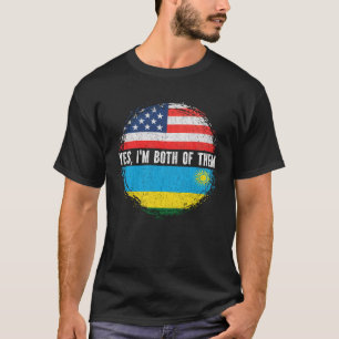 Halva amerikanska halvan av Rwanda USA flagga Rwan T Shirt