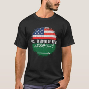 Halva amerikanska halvan av Saudiarabien USA flagg T Shirt
