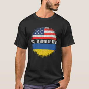 Halva amerikanska halvan av Ukraina USA flagga Ukr T Shirt