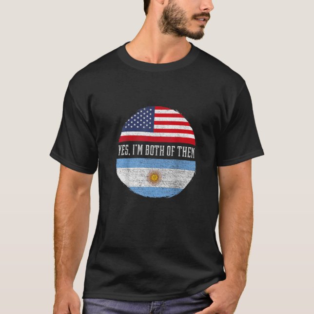 Halva amerikanska halvargentinska USA flagga Argen T Shirt (Framsida)