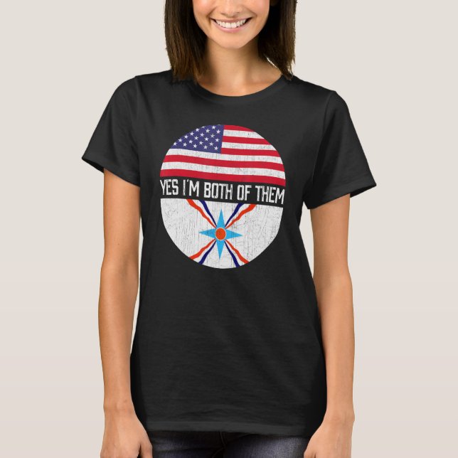 Halva amerikanska halvassyriska USA flagga-familje T Shirt (Framsida)