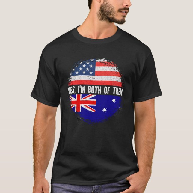 Halva amerikanska halvaustraliska USA flagga Austr T Shirt (Framsida)
