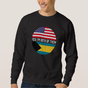 Halva amerikanska halvbahamanska USA flagga-familj Lång Ärmad Tröja