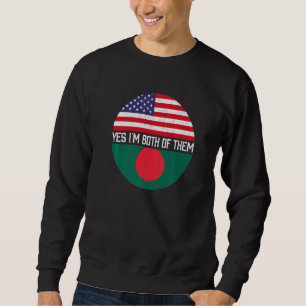 Halva amerikanska halvbangladeshi USA flagga-famil Lång Ärmad Tröja