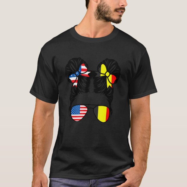 Halva amerikanska halvbelgiska flicka, USA, Belgie T Shirt (Framsida)