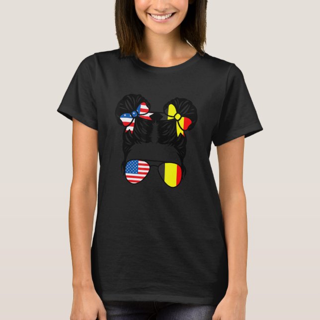 Halva amerikanska halvbelgiska flicka, USA, Belgie T Shirt (Framsida)