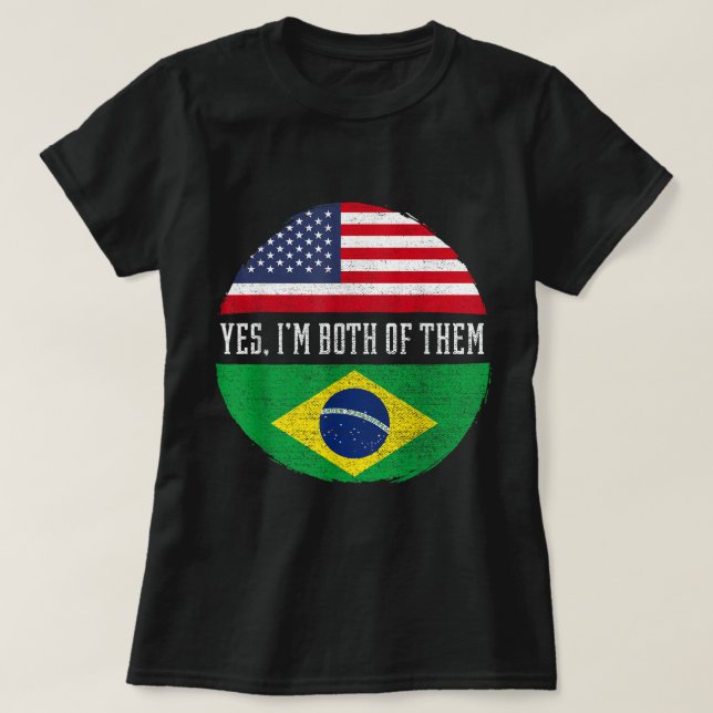 Halva amerikanska halvbrasilianska USA flagga Bras T Shirt (Design framsida)