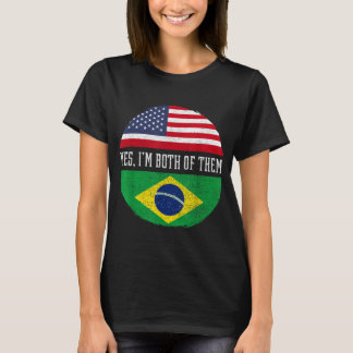 Halva amerikanska halvbrasilianska USA flagga Bras T Shirt
