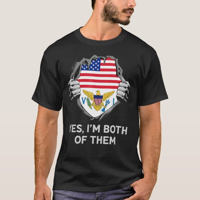 Halva amerikanska halvbrittiska Jungfrun Islander  T Shirt (Framsida)