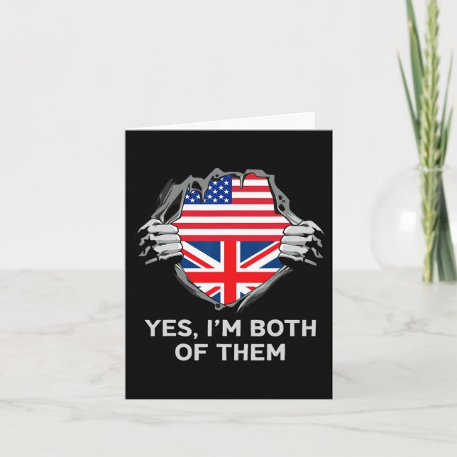 Halva amerikanska halvbrittiska USA England Flagga Kort (Framsida)