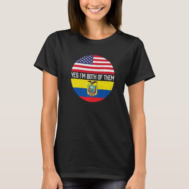 Halva amerikanska halvecuadorianska USA flagga-fam T Shirt (Framsida)