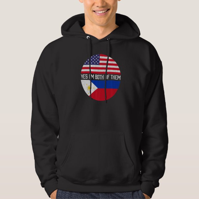 Halva amerikanska halvfilipino USA flagga Family H Hoodie (Framsida)