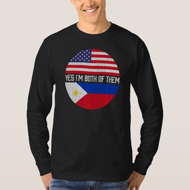 Halva amerikanska halvfilipino USA flagga Family H T Shirt (Framsida)