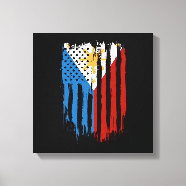 Halva amerikanska halvfilippinskt Filippinskt Flag Canvastryck (Framsida)
