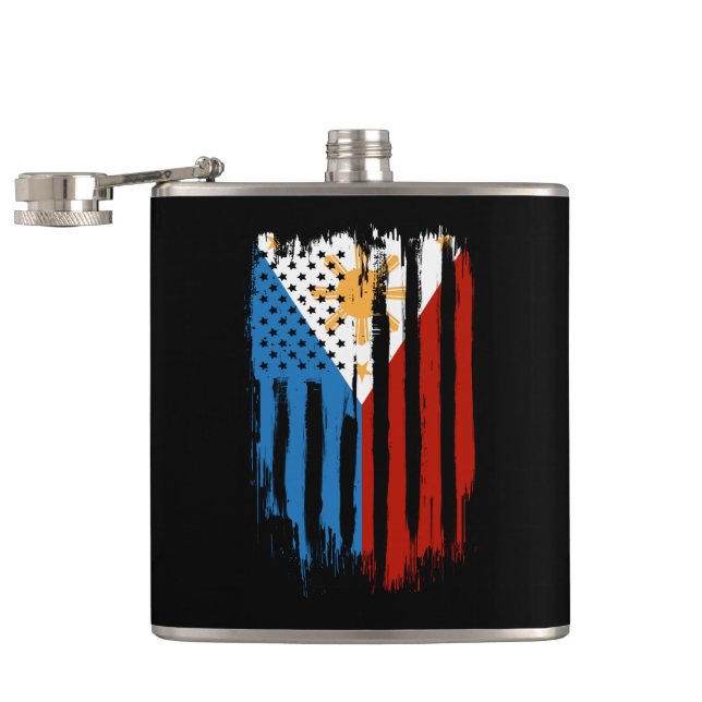 Halva amerikanska halvfilippinskt Filippinskt Flag Fickplunta (Öppnad)