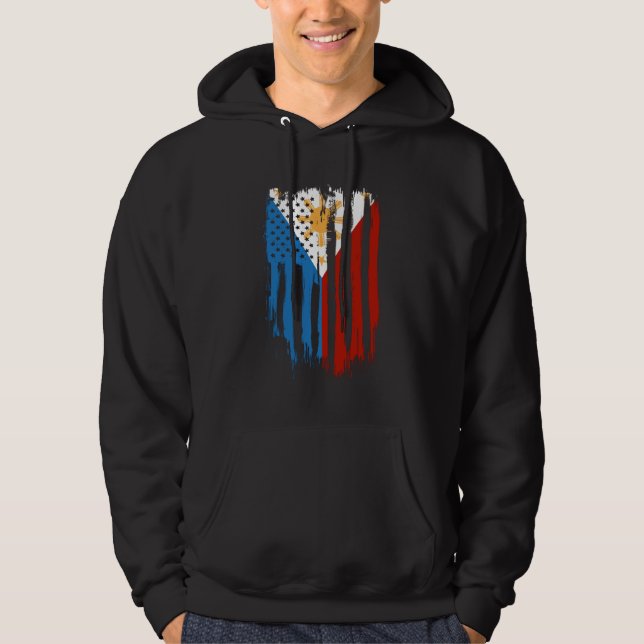 Halva amerikanska halvfilippinskt Filippinskt Flag Hoodie (Framsida)