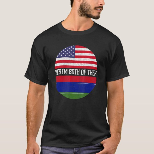 Halva amerikanska halvgambiska USA flagga Family H T Shirt (Framsida)
