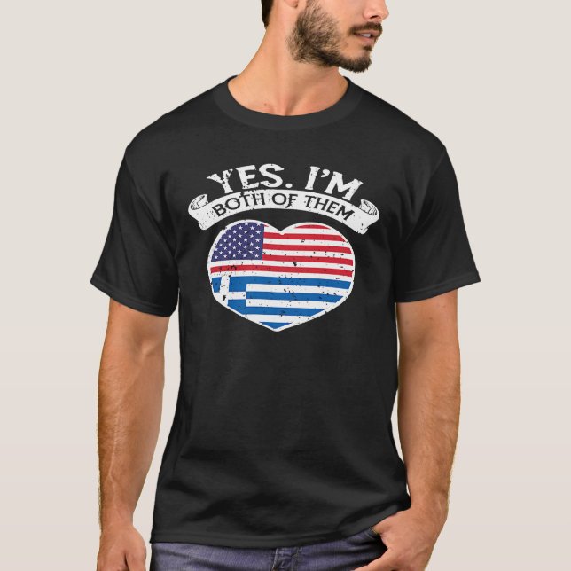 Halva amerikanska halvgrekiska USA flagga grekiska T Shirt (Framsida)