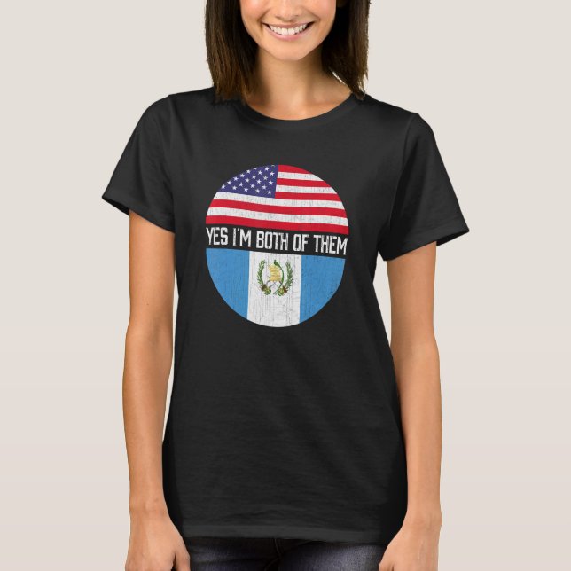 Halva amerikanska halvguatemalanska USA flagga-fam T Shirt (Framsida)
