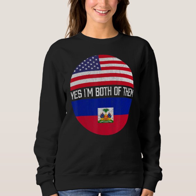 Halva amerikanska halvhaitiska USA flagga Family H T Shirt (Framsida)