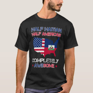 Halva amerikanska halvhaitiska USA Haitis Flagga P T Shirt