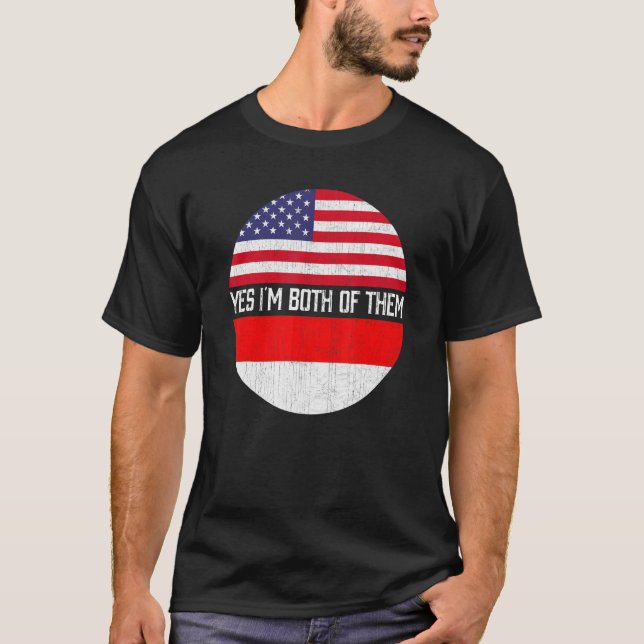 Halva amerikanska halvindonesiska USA flagga-famil T Shirt (Framsida)