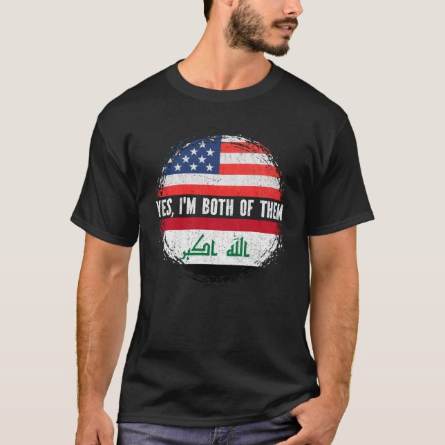 Halva amerikanska halvirakiska kulturarvet USA fla T Shirt (Framsida)