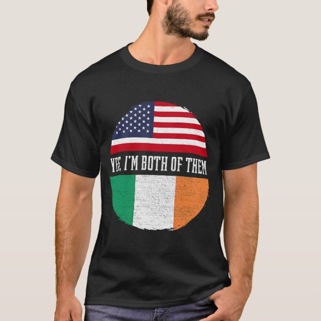 Halva amerikanska halvirländska USA flagga Irland  T Shirt (Framsida)