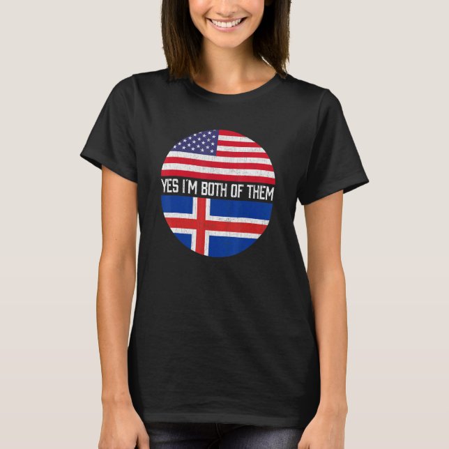 Halva amerikanska halvisländska USA flagga Family  T Shirt (Framsida)
