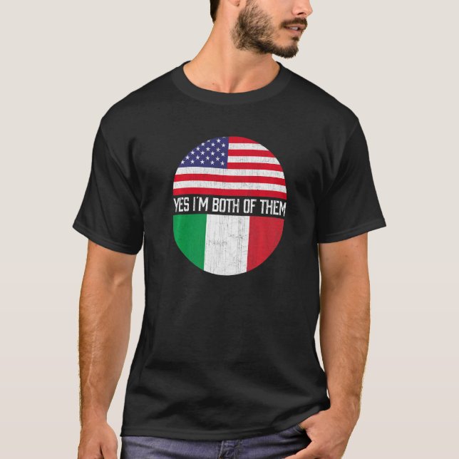 Halva amerikanska halvitalienska USA flagga Family T Shirt (Framsida)