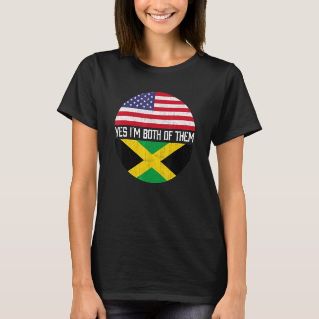Halva amerikanska halvJamaican USA flagga Family H T Shirt (Framsida)