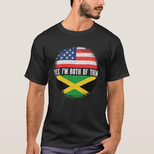 Halva amerikanska halvJamaican USA flagga Jamaica T Shirt (Framsida)