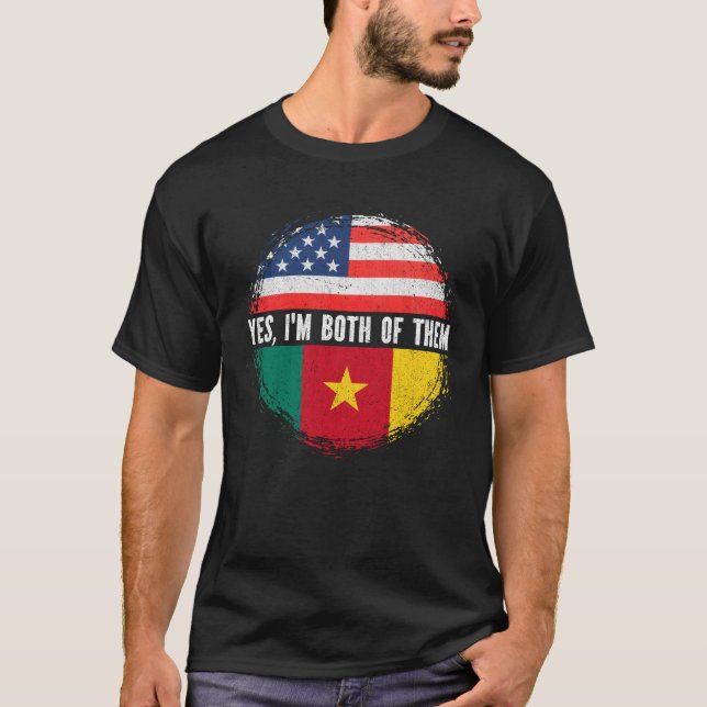 Halva amerikanska halvkamerunska USA flagga Kameru T Shirt (Framsida)