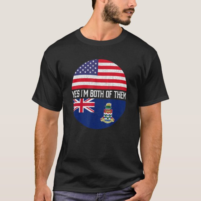 Halva amerikanska halvkaymaniska USA flagga Family T Shirt (Framsida)
